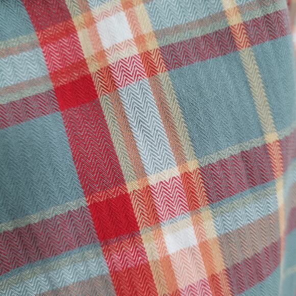 Chaps Plaid Button Up Shirt Womens L Red Blue Cotton Casual Western Fall Winter - Picture 8 of 12